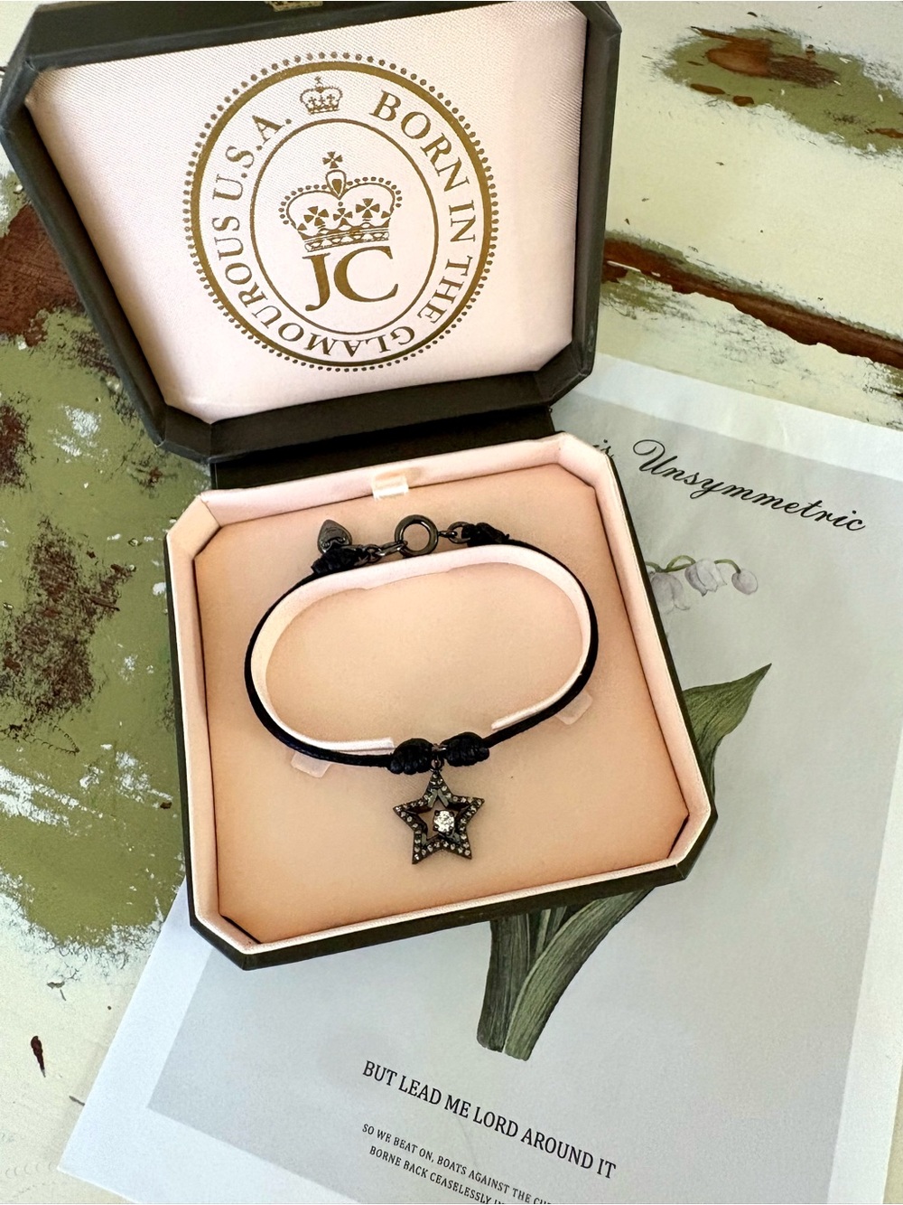 NEW NIB RARE VINTAGE Juicy Couture B-Pave Star Cord Bracelet Hematite Y2K OOAK